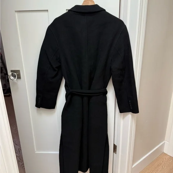 NWT Madewell Women's Black Double-Faced Wool Brushed Long Coat - Med - Picture 4 of 8